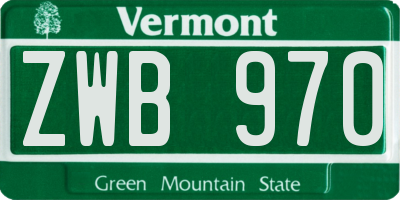 VT license plate ZWB970