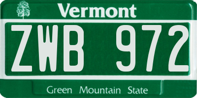 VT license plate ZWB972