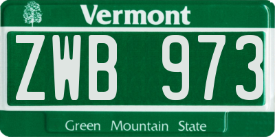 VT license plate ZWB973