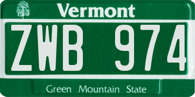 VT license plate ZWB974