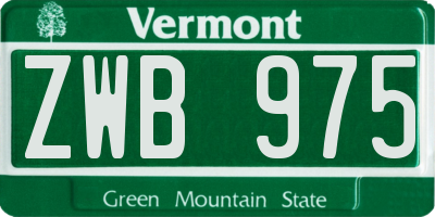 VT license plate ZWB975