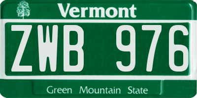 VT license plate ZWB976