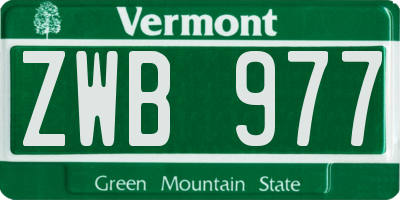 VT license plate ZWB977
