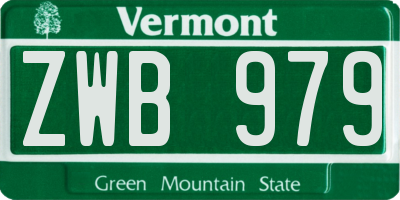 VT license plate ZWB979