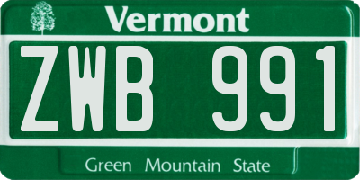 VT license plate ZWB991