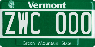 VT license plate ZWC000