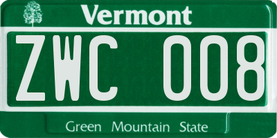 VT license plate ZWC008