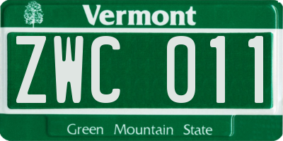 VT license plate ZWC011