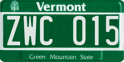 VT license plate ZWC015