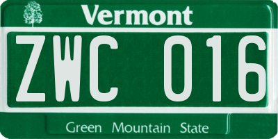 VT license plate ZWC016