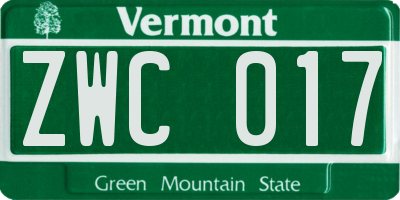 VT license plate ZWC017