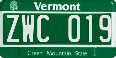 VT license plate ZWC019