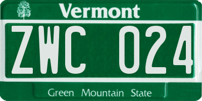 VT license plate ZWC024