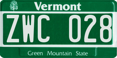 VT license plate ZWC028