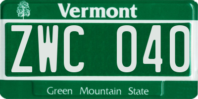 VT license plate ZWC040