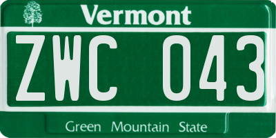 VT license plate ZWC043