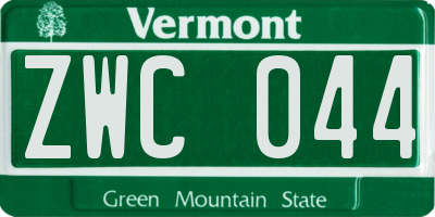 VT license plate ZWC044
