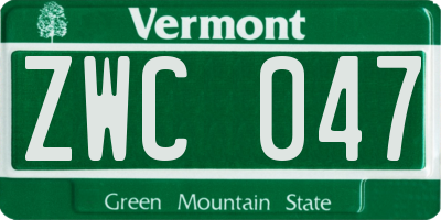 VT license plate ZWC047
