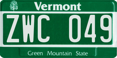 VT license plate ZWC049