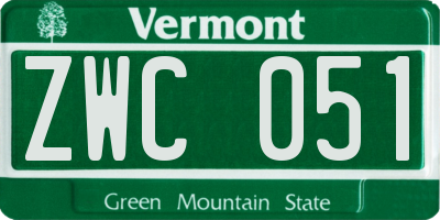 VT license plate ZWC051