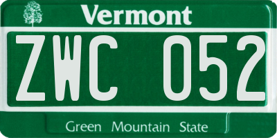 VT license plate ZWC052