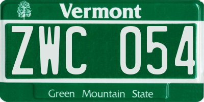 VT license plate ZWC054