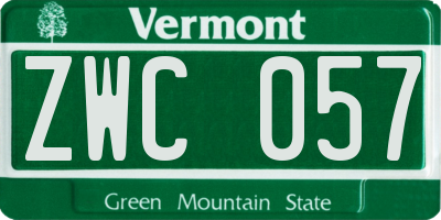 VT license plate ZWC057
