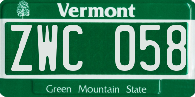 VT license plate ZWC058