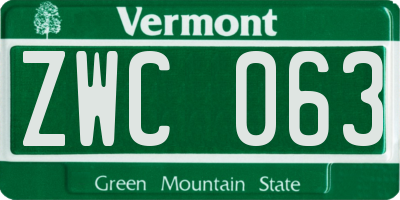 VT license plate ZWC063
