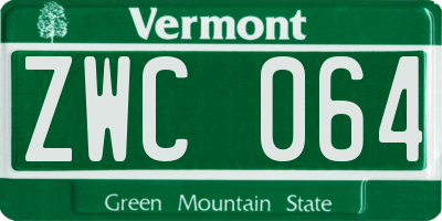 VT license plate ZWC064