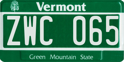 VT license plate ZWC065