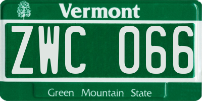 VT license plate ZWC066