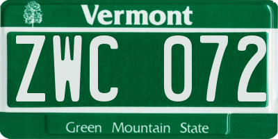 VT license plate ZWC072