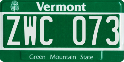 VT license plate ZWC073