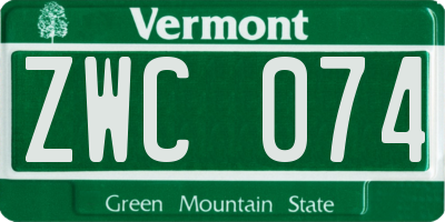 VT license plate ZWC074