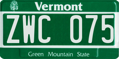 VT license plate ZWC075