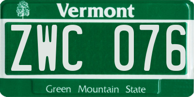 VT license plate ZWC076