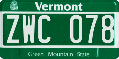 VT license plate ZWC078