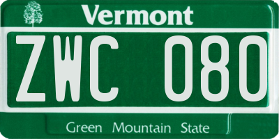 VT license plate ZWC080