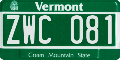 VT license plate ZWC081