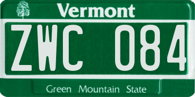 VT license plate ZWC084
