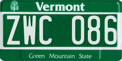 VT license plate ZWC086