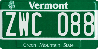 VT license plate ZWC088