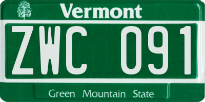 VT license plate ZWC091