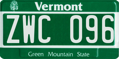 VT license plate ZWC096