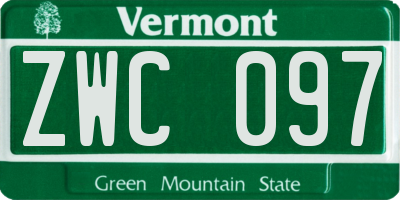 VT license plate ZWC097