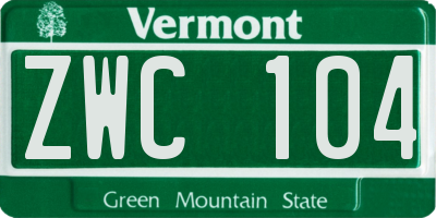 VT license plate ZWC104