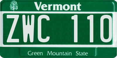 VT license plate ZWC110