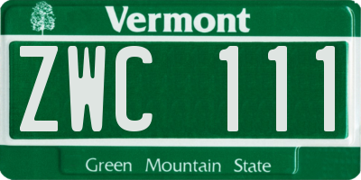VT license plate ZWC111