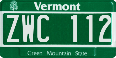 VT license plate ZWC112